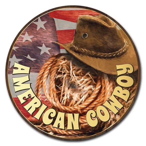 American Cowboy Circle Vinyl Laminated Decal, Signmission, Mfr#: D-36-CIR-American Cowboy